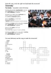 English Worksheet: Yesterday - Beatles