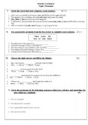 English Worksheet: pronouns