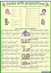 English Worksheet: Verbs with prepositions 2 *** for intermediate and advanced learners *** with key *** fully editable RE-UPLOADED