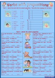 English Worksheet: Verbs with prepositions 3 *** for intermediate and advanced learners *** with key *** fully editable RE-UPLOADED