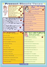Present Simple Tense *** 2 pages *** 9 tasks *** with key *** fully editable