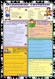 English Worksheet: Grammar revision 1 ☺ 6 tasks ☺ for intermediate, upper-intermediate level ☺ 30 minute-test ☺ with key