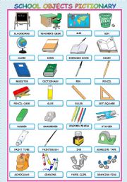 English Worksheet: SCHOOL OBJECTS PICTIONARY