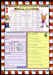 English Worksheet: Present Continuous Tense questions *** 2 pages *** 3 tasks *** with KEY *** fully editable