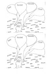 English Worksheet: Numbers Colours School Things Family 