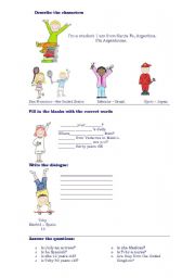 English worksheet: Descriptions - Jobs - Nationalities