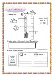 English Worksheet: VACATIONS