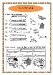 English Worksheet: VACATIONS 1