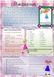 English Worksheet: Raining - Reading Comprehension