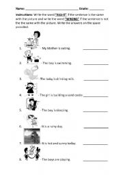 English Worksheet: Right or Wrong / True or False (identifying the picture)