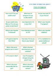 English Worksheet: Its time to discuss about TELEVISION