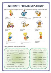 English Worksheet: INDEFINITE PRONOUNS 