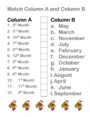 English Worksheet: Month