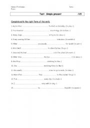 English Worksheet: Test: Simple Present