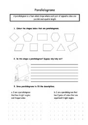 English worksheet: Parallelograms