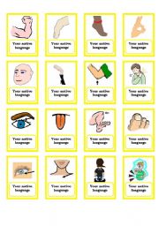 English Worksheet: Memory game - body part (Part 2 - final)