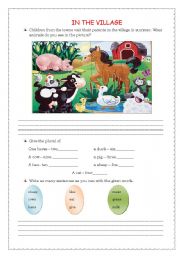 English worksheet: in the village