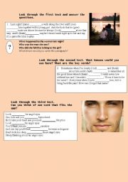 English Worksheet: ABBA - Angel Eyes - practicing past and present tenses 