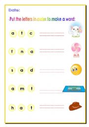 English worksheet: cvc words