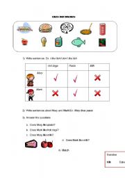 English worksheet: Likes and dislikes