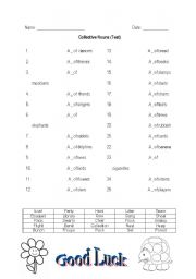 English worksheet: Collective nouns