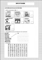 English Worksheet: week with snoopy! :)