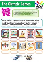 English Worksheet: LONDON 2012 - OLYMPIC GAMES (2 pages)