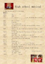 English Worksheet: High school musical worksheet