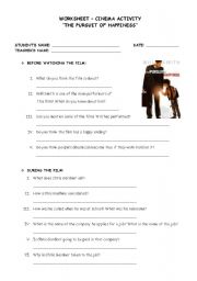 English Worksheet: Movie Activity - Pursuit of Happiness