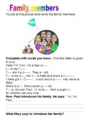 English Worksheet: family members 