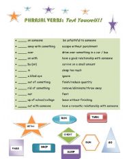 English worksheet: Test yourself!!!