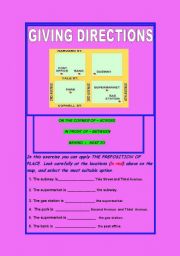 GIVING DIRECTIONS AND PREPOSITIONS OF PLACE WITH KEY INCLUDED