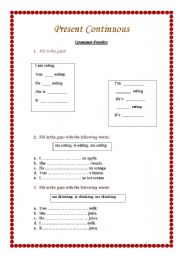 English worksheet: Present Continuous - Affirmative