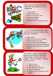 English Worksheet: sports mini comprehensions