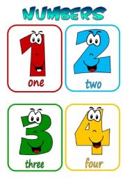 English Worksheet: Numbers 1-10 flashcards