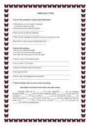 English Worksheet: Simple Past Tense