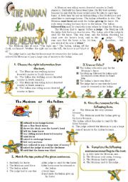English Worksheet: The Indian and the Mexican. Reading + Speaking (6 exercises with Keys)