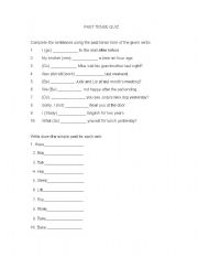 English Worksheet: Past Tense Quiz