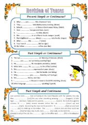 English Worksheet: Revision of tenses (3 pages, editable with key)