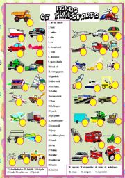 English Worksheet: KINDS OF TRANSPORT MATCHING