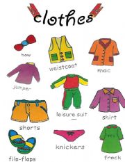 English Worksheet: clothes pictionary 1/2