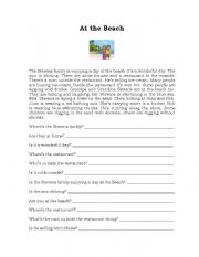 English Worksheet: At the Beach