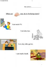 English Worksheet: What can you do in the living room