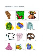 English worksheet: Clothes and accessories