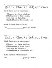 English Worksheet: Adjectives
