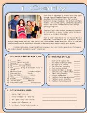 English Worksheet: I CARLY...WITH VERB TO BE ACTIVITIES