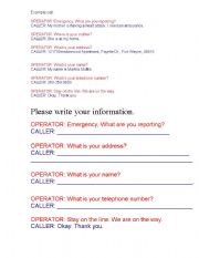 English Worksheet: 911 call