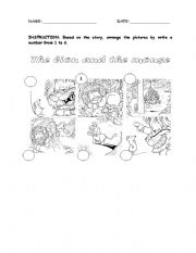 English Worksheet: the lion and the mouse