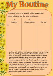 English Worksheet: My Routine