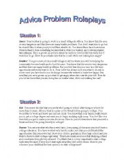 English Worksheet: Advice Roleplays